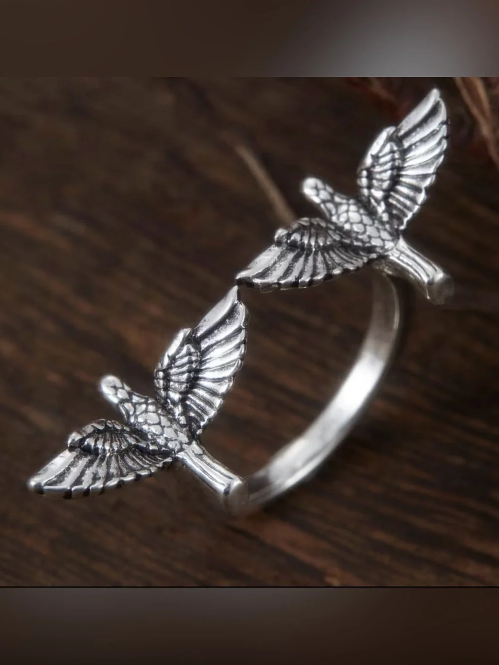 NEW! Retro open Bird Ring. Silver Winged Ring. Lucky Ring. Free symbol Ring 🕊️
